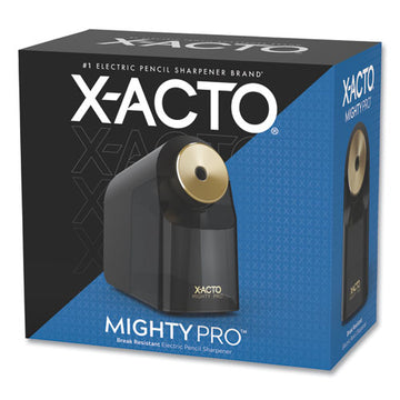 X-ACTO® Model 1606 Mighty Pro Electric Pencil Sharpener, Ac-powered, 4 X 8 X 7.5, Black-gold-smoke freeshipping - TVN Wholesale